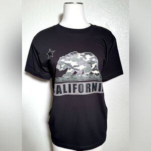 CAMEO CALIFORNIA BEAR STATE BLACK T SHIRT  100% cotton UNISEX